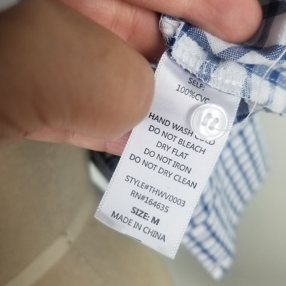 O & O Oversized Plaid Blue White Long Sleeve Shirt - Picture 10 of 10